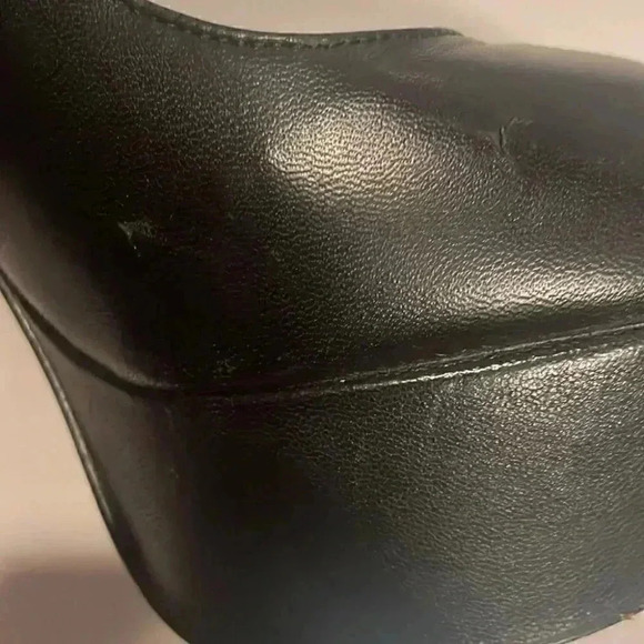 Sam Edelman stylish platform stiletto club trendy black leather peep toe heels 8 - Picture 4 of 4